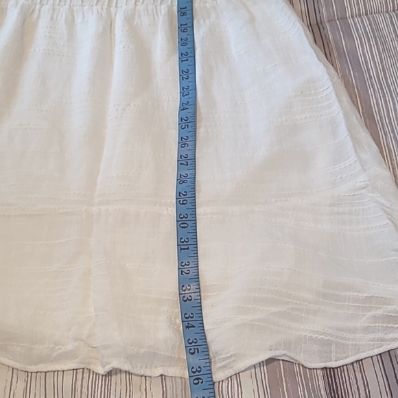 Anthropologie Cloth & Stone White Linen Cotton Blend Ruffle Hem Mini Dress Sz Sm - Picture 10 of 14